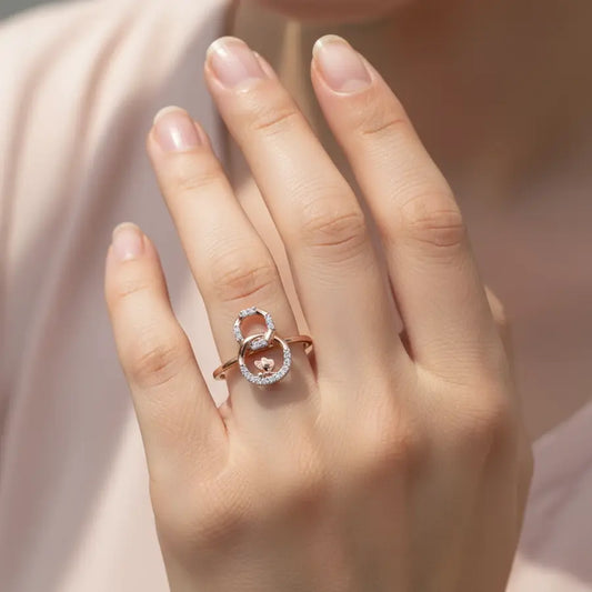 Butterfly Hexagon Circle Gold Ring