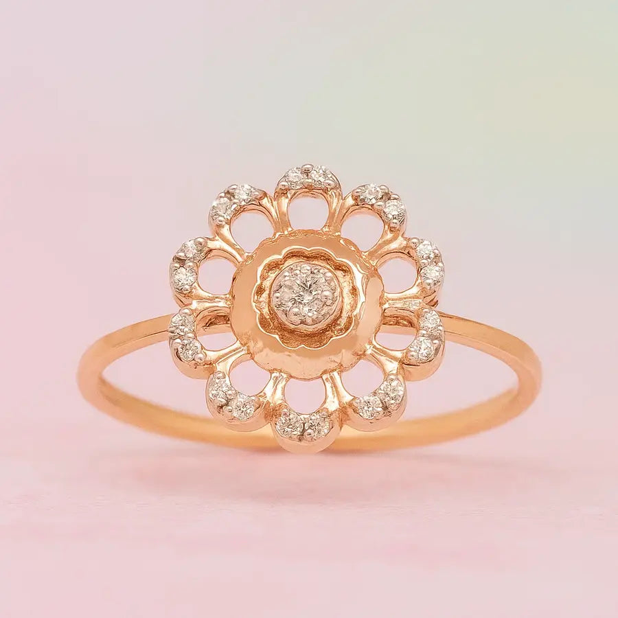 Stone Flower Gold Ring