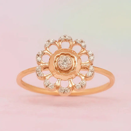 Stone Flower Gold Ring
