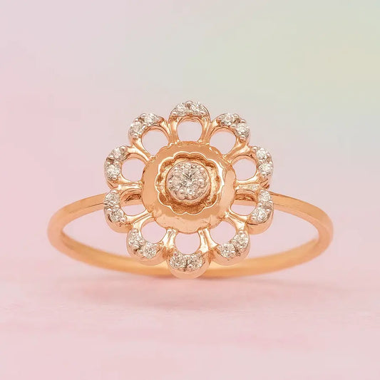 Stone Flower Gold Ring