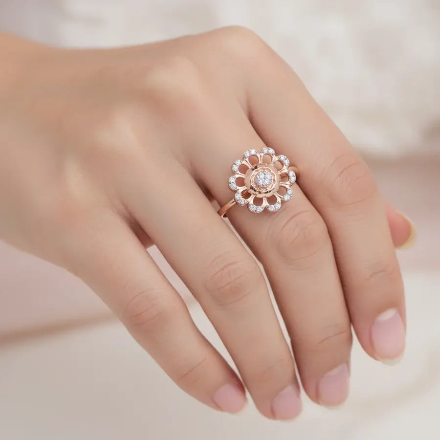Stone Flower Gold Ring