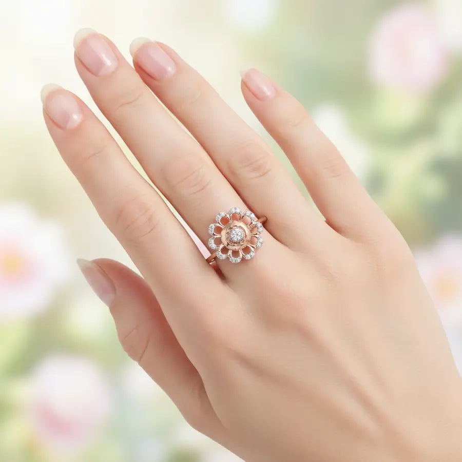 Stone Flower Gold Ring