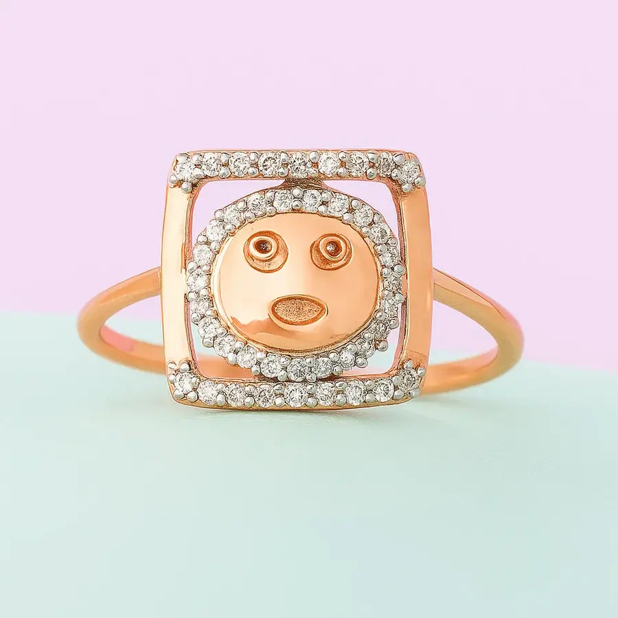 Shocked Smiley Gold Ring