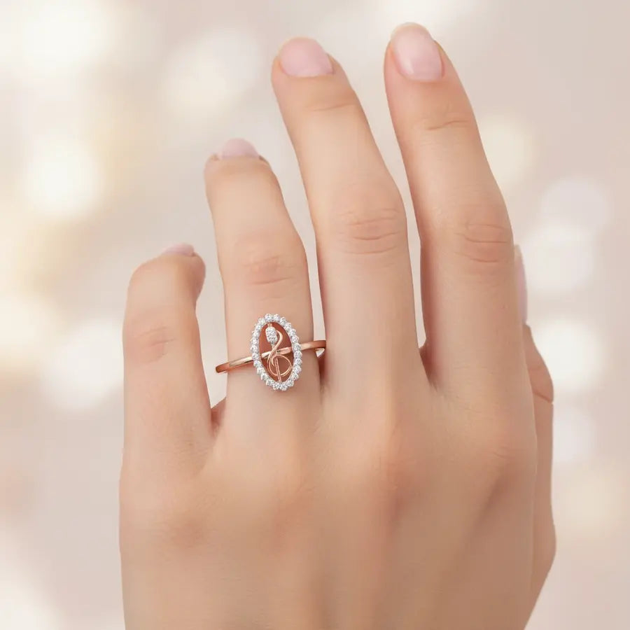 Mic & Music Note Gold Ring