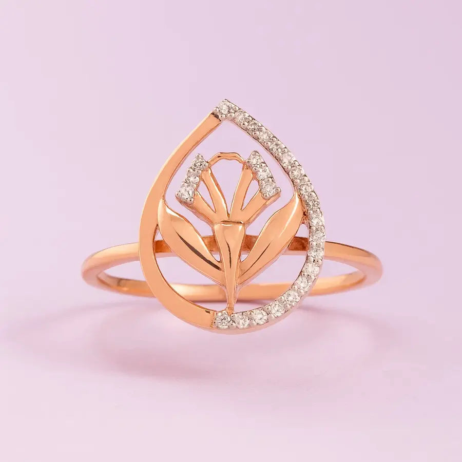 Droplet Leaves Gold Ring
