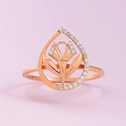 Droplet Leaves Gold Ring