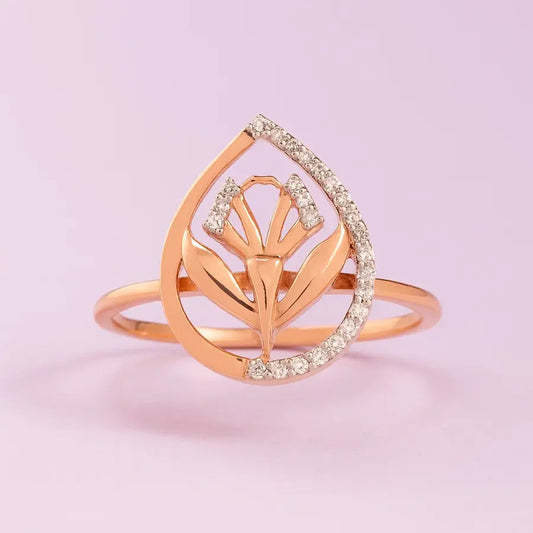 Droplet Leaves Gold Ring