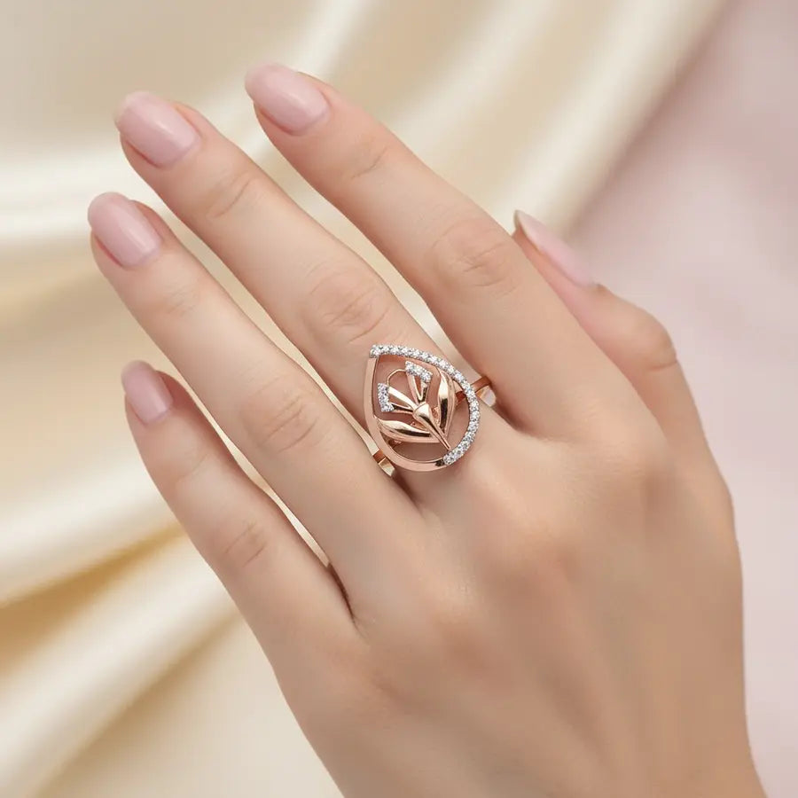 Droplet Leaves Gold Ring
