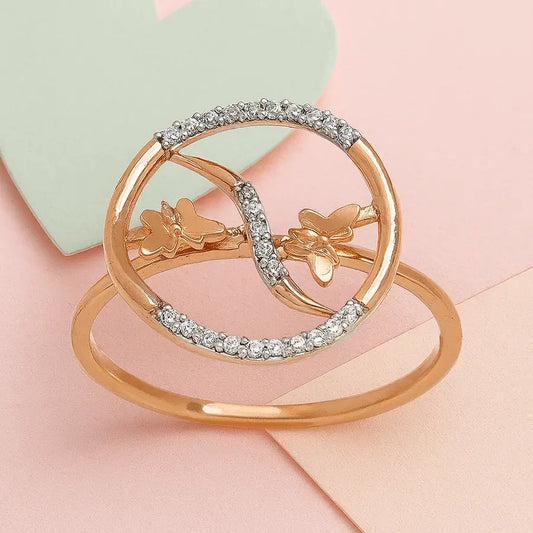 Twin Butterflies Gold Ring