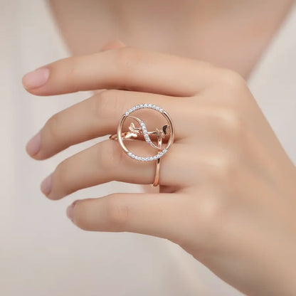 Twin Butterflies Gold Ring