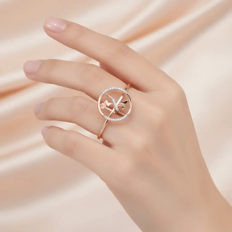 Twin Butterflies Gold Ring