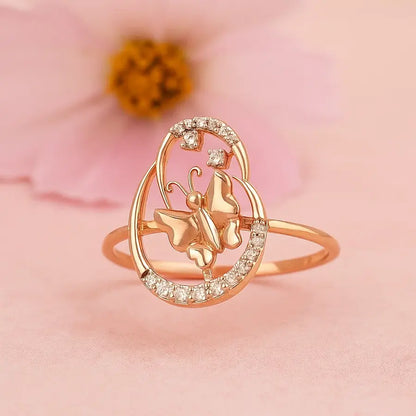 Butterfly Oval Swril Gold Ring