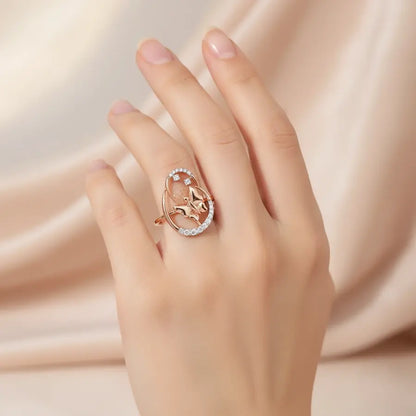 Butterfly Oval Swril Gold Ring