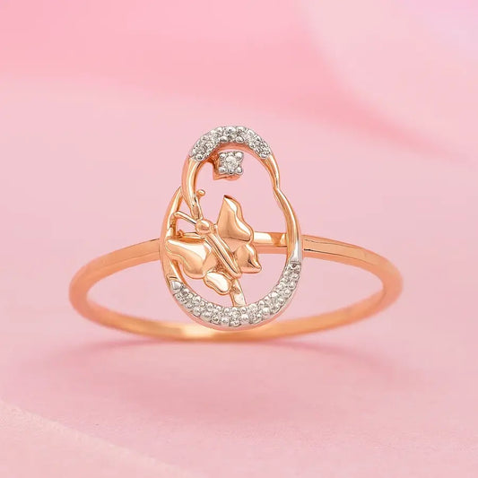 Butterfly Oval Gold Ring