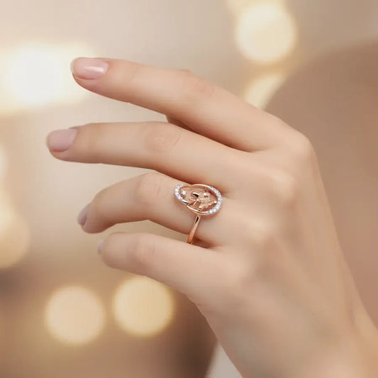 Butterfly Oval Gold Ring
