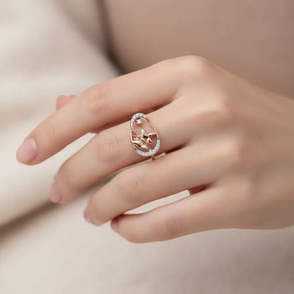 Butterfly Oval Gold Ring