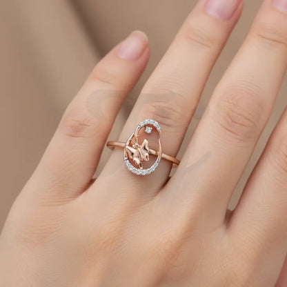 Butterfly Oval Gold Ring