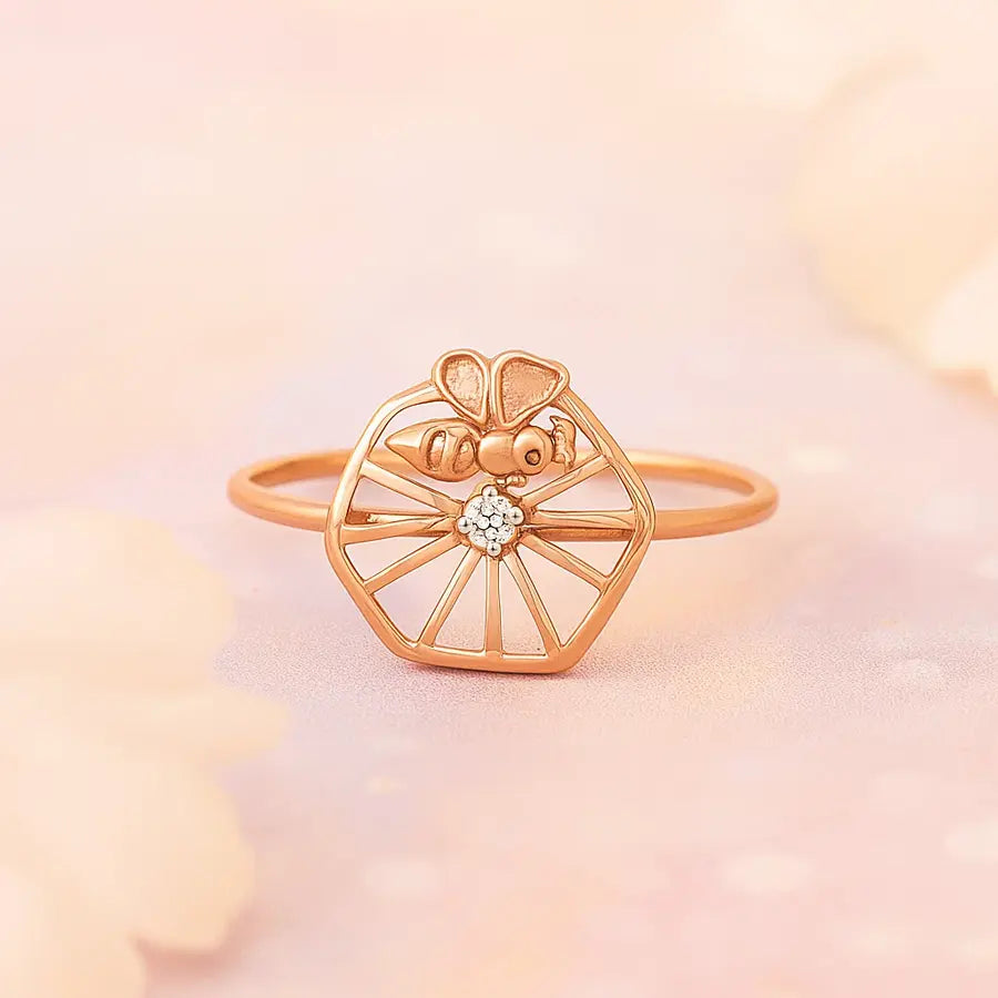 Bee & Flower Gold Ring