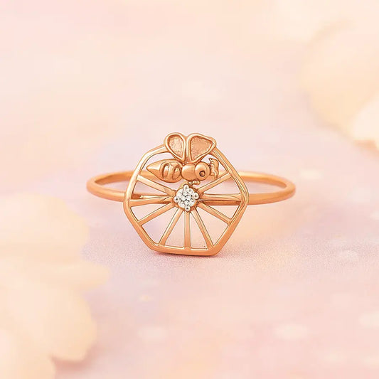Bee & Flower Gold Ring
