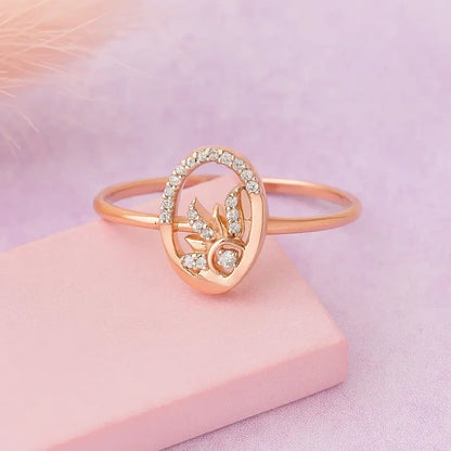 Oval Half Flower Gold Ring