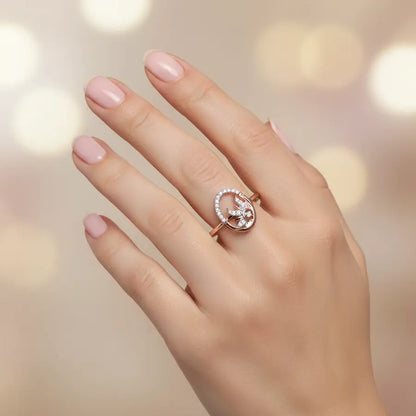 Oval Half Flower Gold Ring