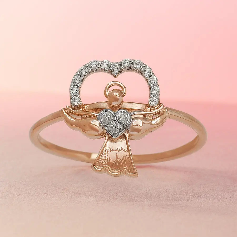 Angel Heart Frame Gold Ring
