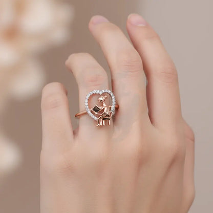 Reading Woman Gold Ring