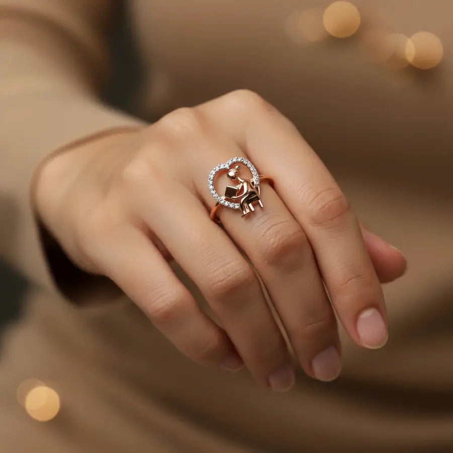 Reading Woman Gold Ring