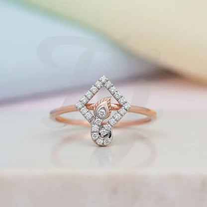 Delate Diamond Frame Feather Gold Ring