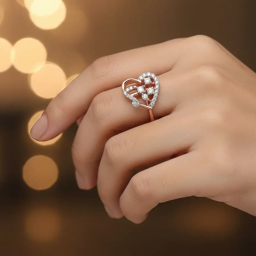 Heart Frame Music Note Gold Ring