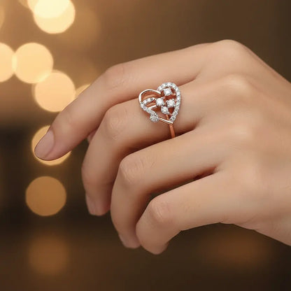 Heart Frame Music Note Gold Ring