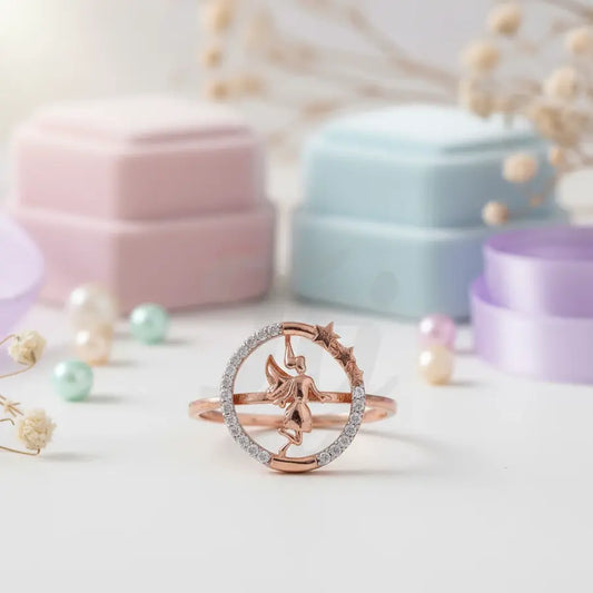 Angel Circle Frame Gold Ring