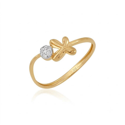 Cute Floral Diamond Gold Ring