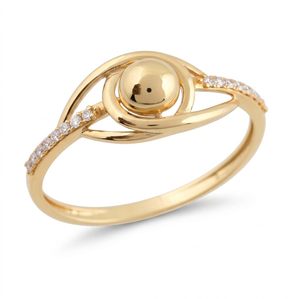 Orbit Sphere Flow Elegance Diamond Gold Ring