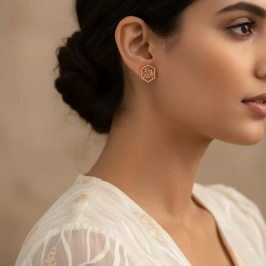Hi-Five Duo Gold Earrings