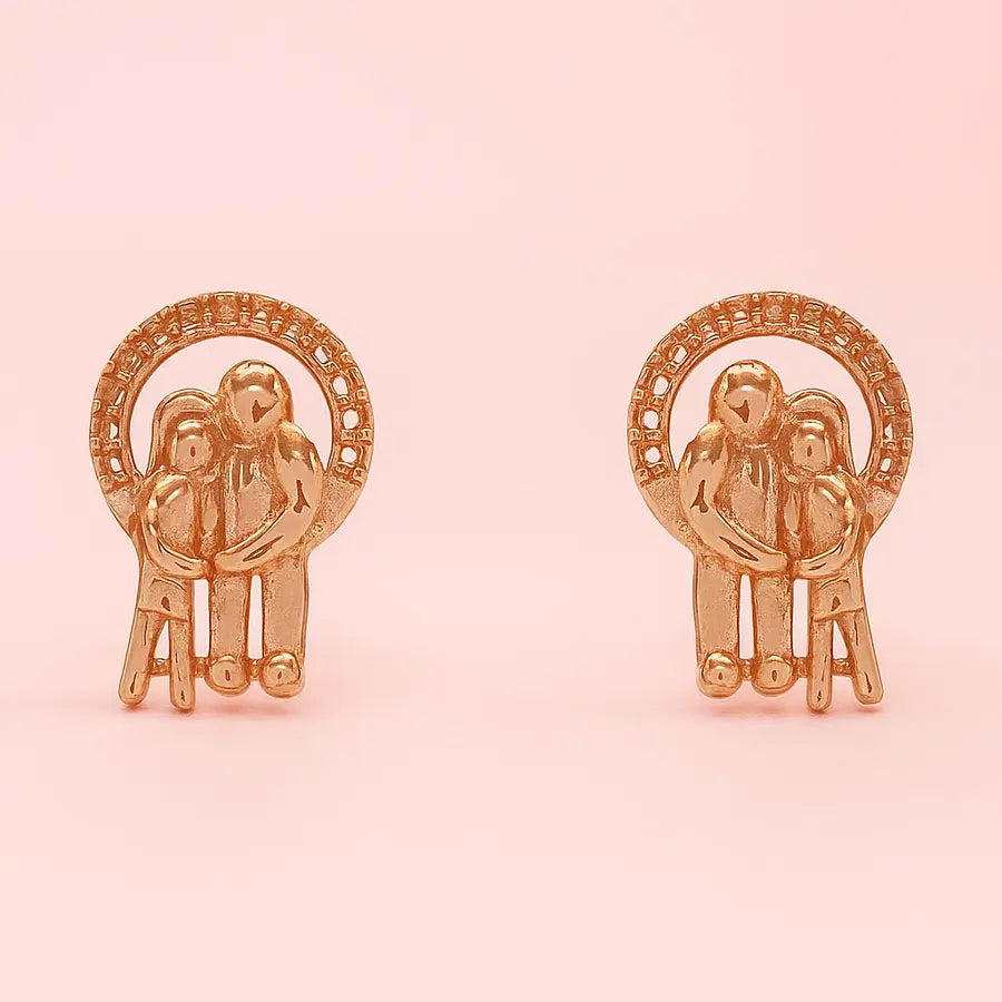 Side Hug Couple Gold Earrings