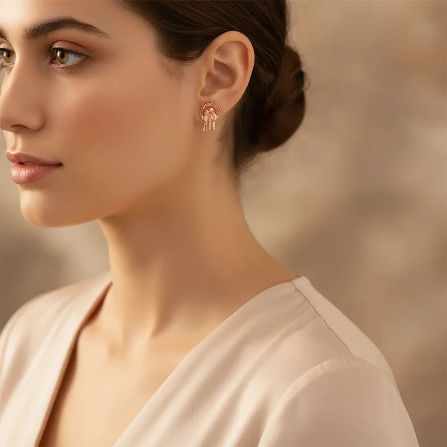 Side Hug Couple Gold Earrings