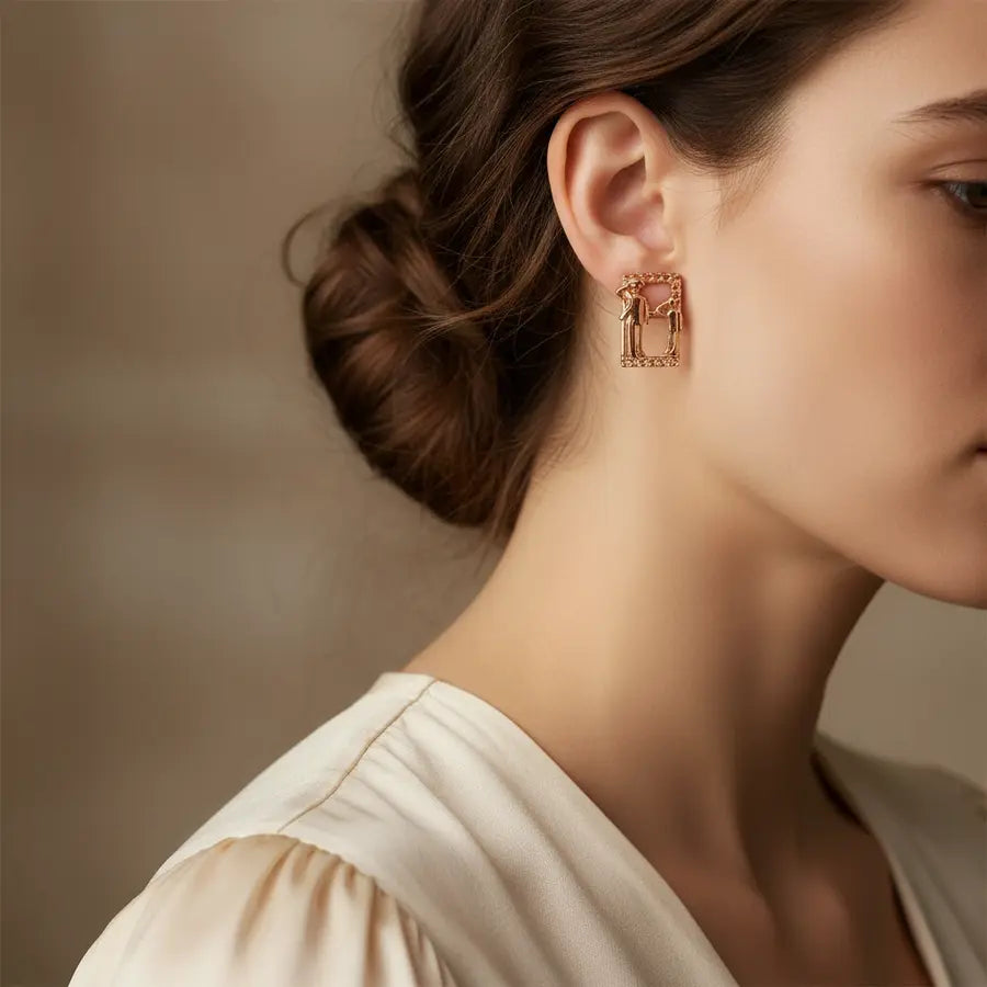 Saluting Soldier Gold Earrings