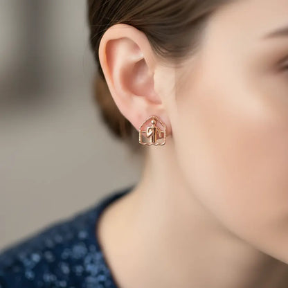 Running Man Frame Gold Earrings