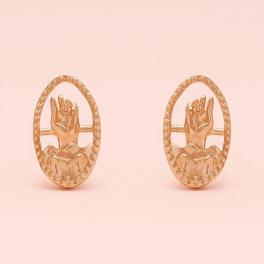 Raised Hands Gold Earrings