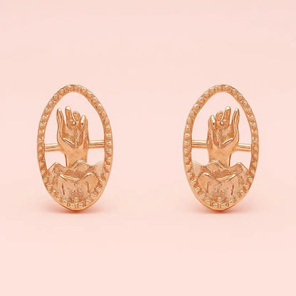 Raised Hands Gold Earrings
