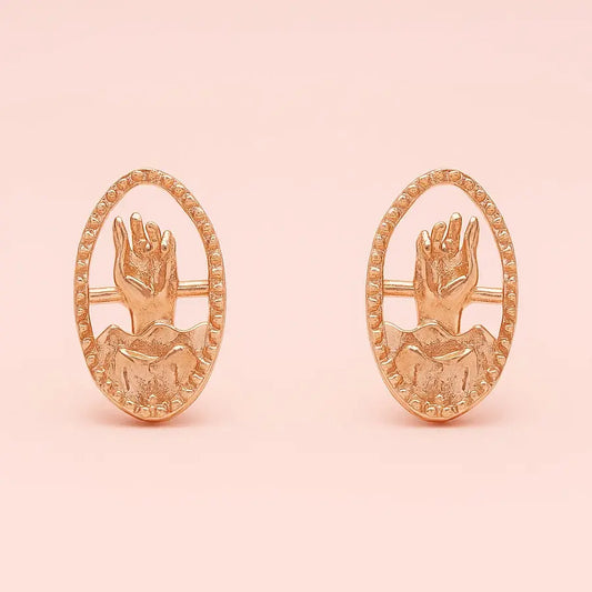 Raised Hands Gold Earrings