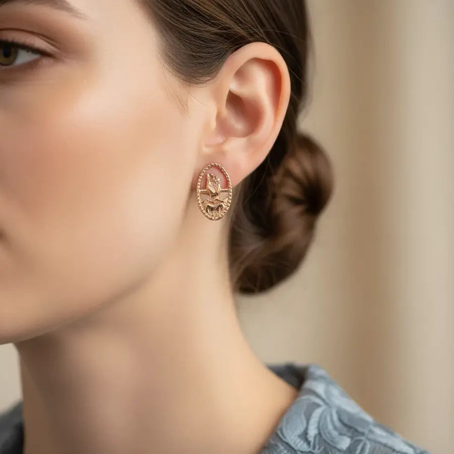 Raised Hands Gold Earrings