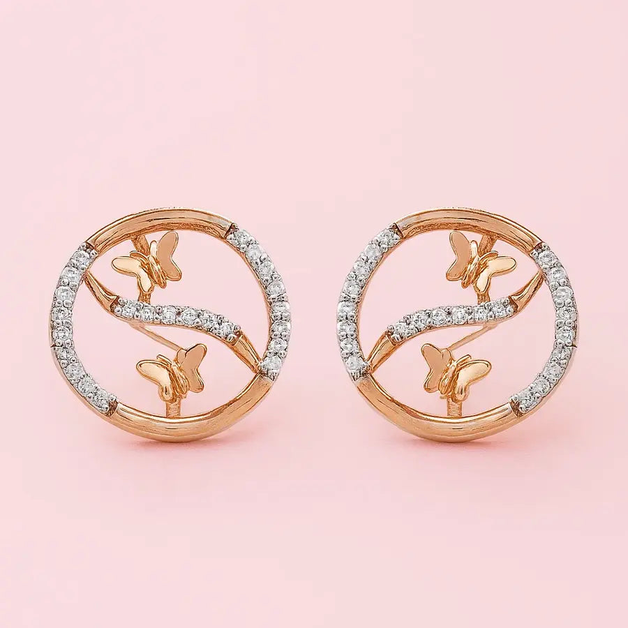 Twin Butterflies Gold Earrings