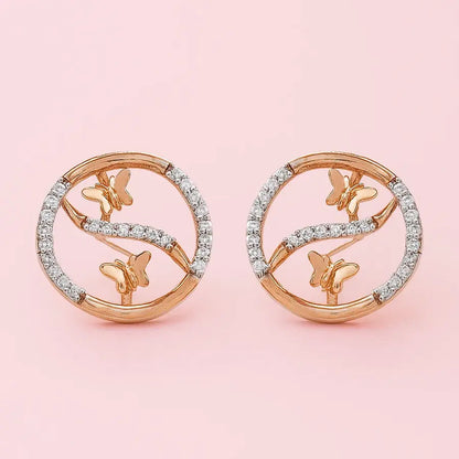Twin Butterflies Gold Earrings
