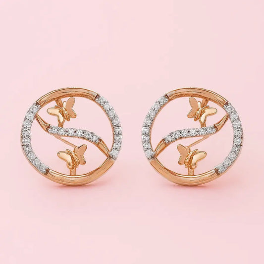 Twin Butterflies Gold Earrings
