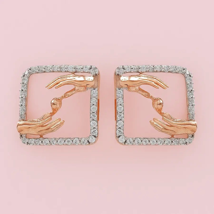 Giving & Receiving Hands Gold Earrings