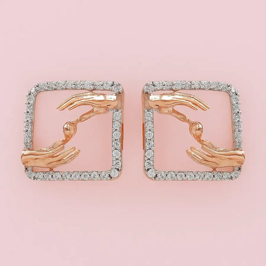Giving & Receiving Hands Gold Earrings