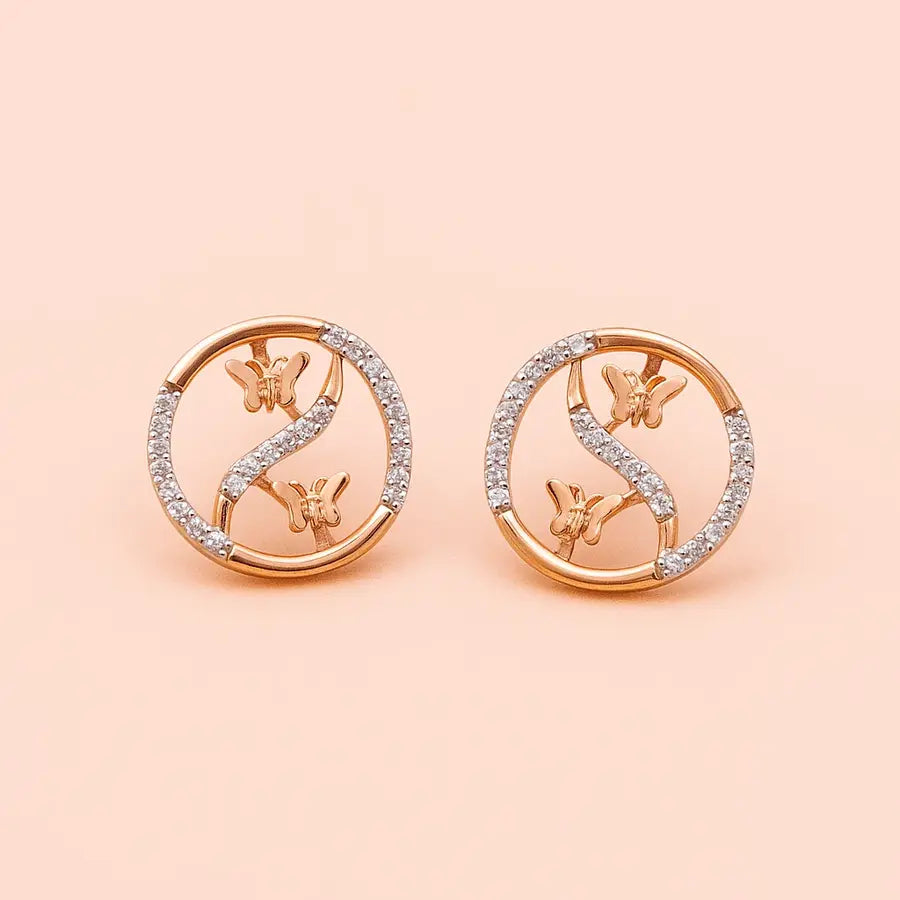Duo Butterflies Gold Earrings
