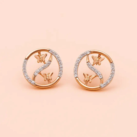 Duo Butterflies Gold Earrings